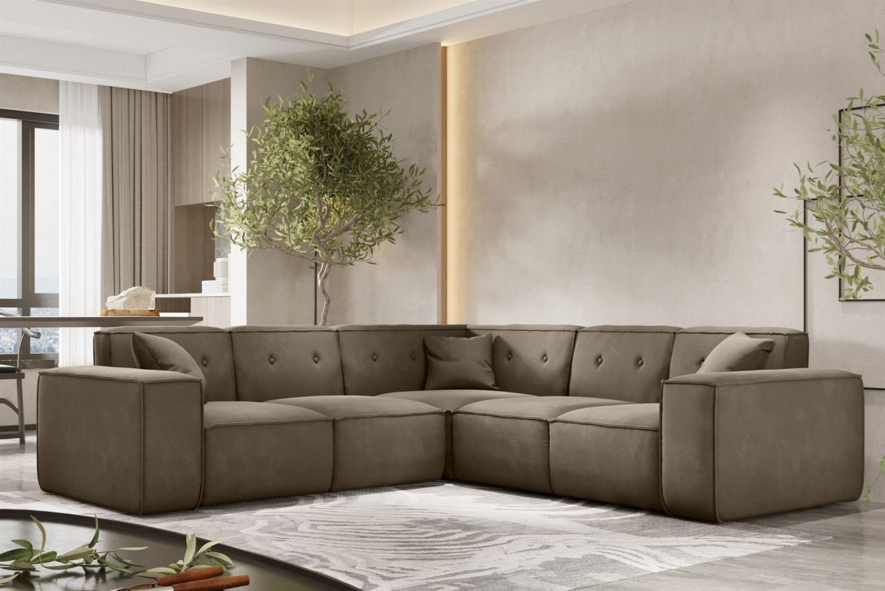 Ecksofa ersofa CESINA in Stoff Opera Velvet Taupe Seite Universal