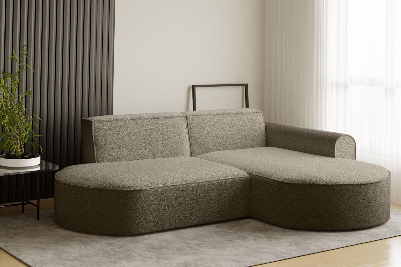 Ecksofa ersofa BONDY in Stoff Ascot Braun Ottomane Rechts
