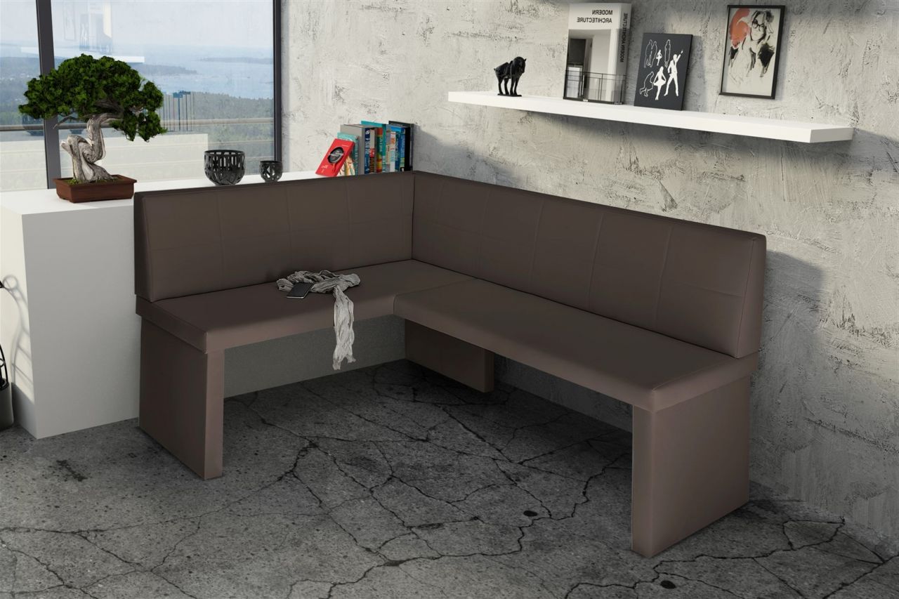 Eckbank Bank Küchenbank 168 x 128 cm -ROBIN R -Kunstleder Braun