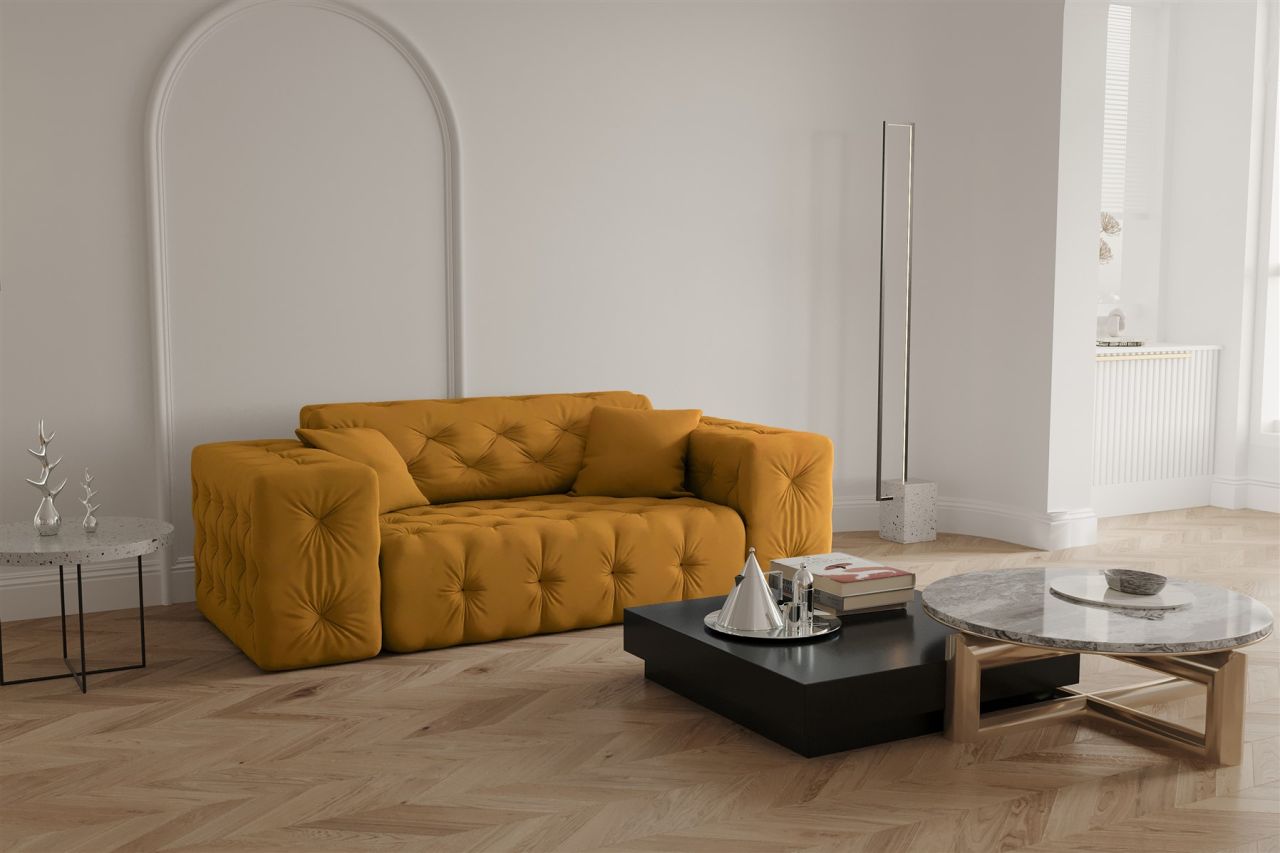 Sofa ersofa CHANTAL 2-Sitzer in Stoff Opera Velvet Gelbgold