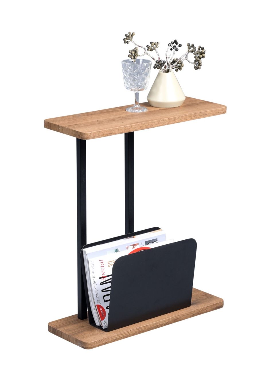 Beistelltisch Tisch INGO 50x20cm inkl.Zeitungsablage Dekor Eiche braun