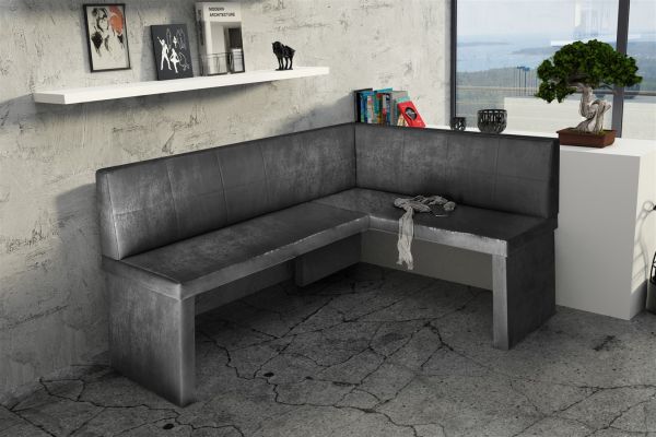 Eckbank Bank Küchenbank 196 x 142 cm -ROBIN XL L -Vintage Schwarz