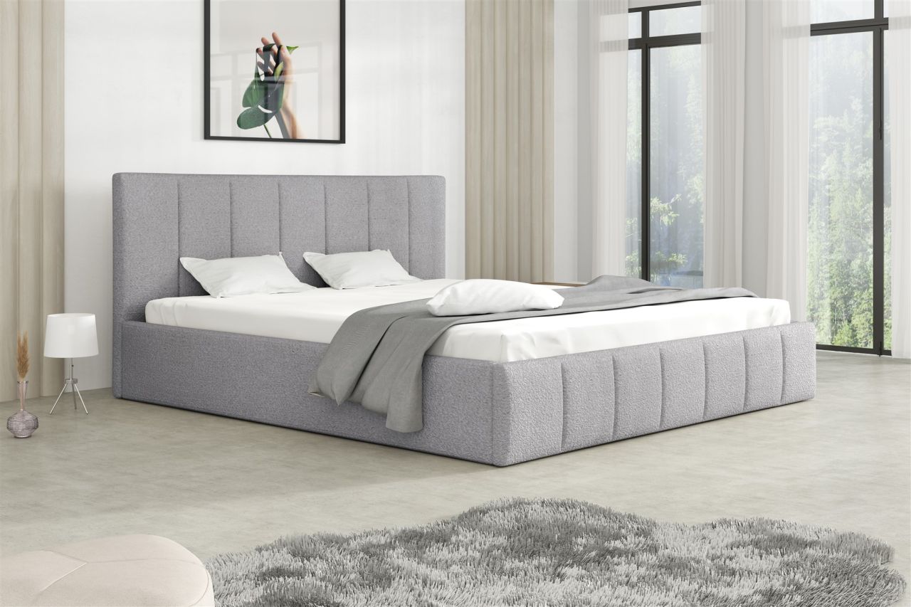 Polsterbett Doppelbett DETROIT 120x200cm Stoff Freya Silbergrau