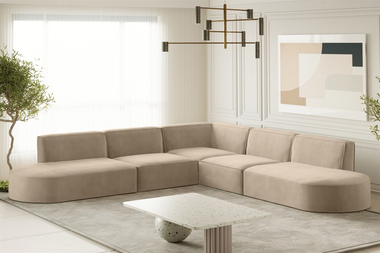 Ecksofa ersofa PALMA Stoff Noel Beige Seite Universal