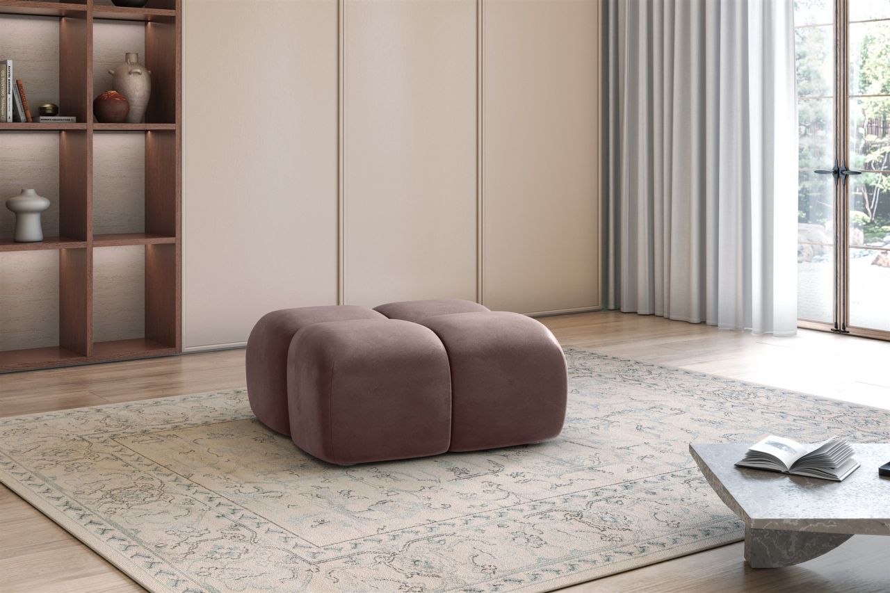 Polsterhocker erhocker DARCY 85x85 cm in Stoff Salvador Braun