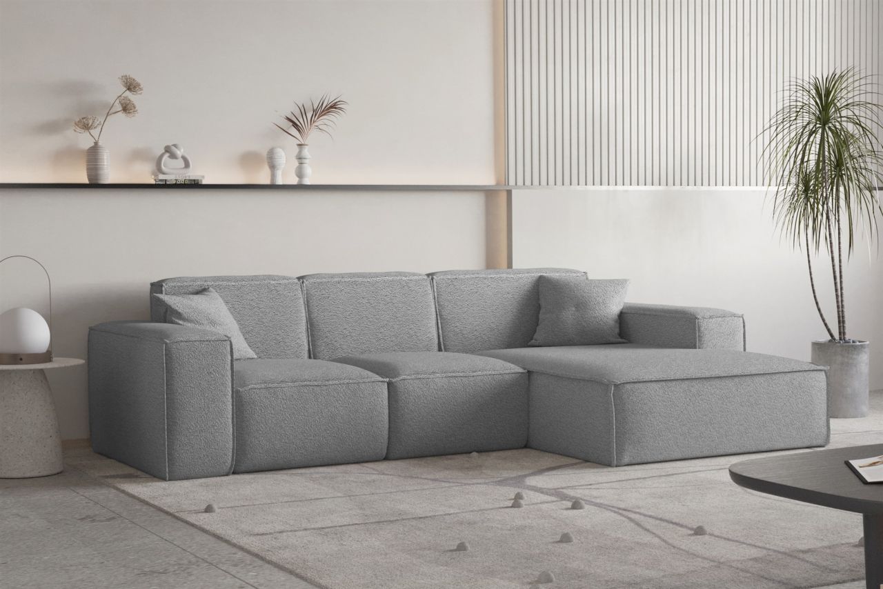 Ecksofa ersofa CELES PREMIUM Stoff Ascot Bukla Grau Ottomane Rechts