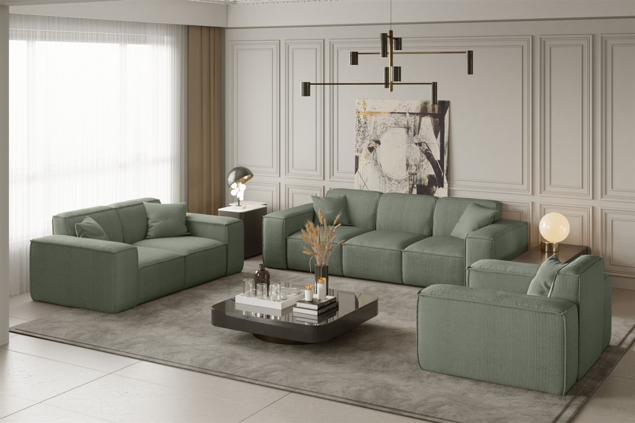 Sofaset ersofa CELES 3-2-1 in Stoff Scala Olivgrün