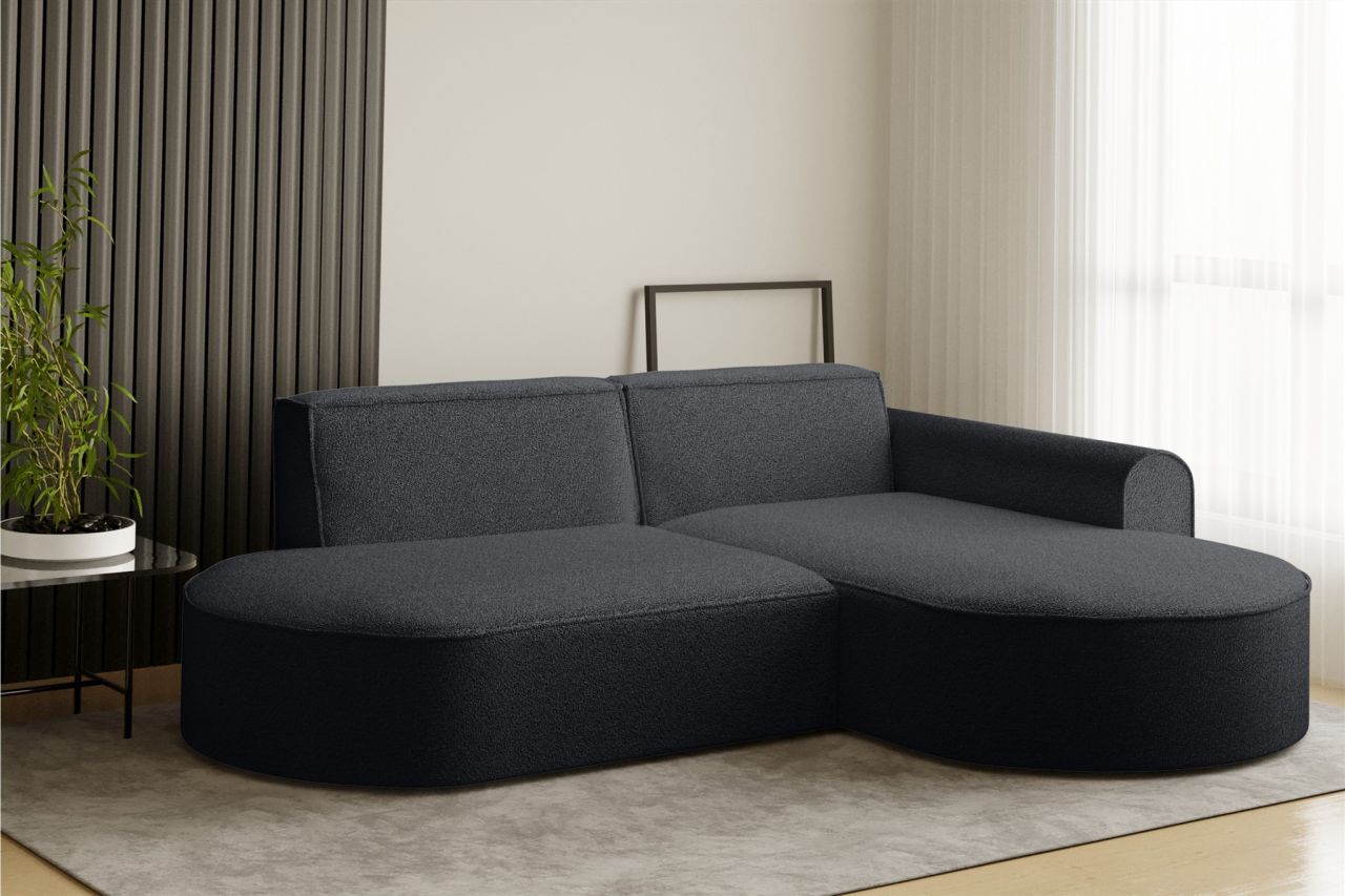 Ecksofa ersofa BONDY in Stoff Ascot Schwarz Ottomane Rechts