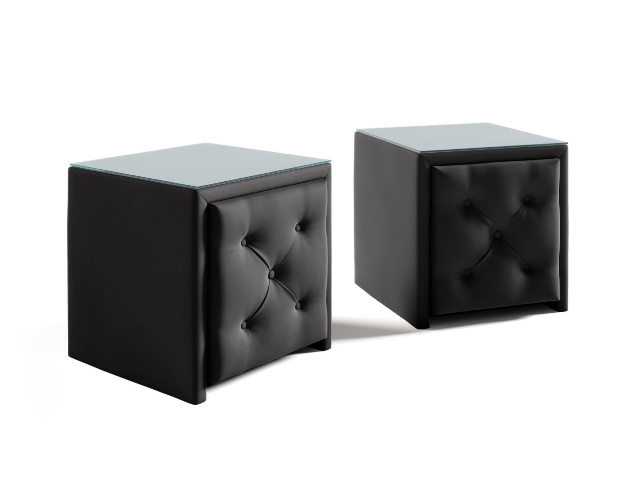 Nachttisch Nachtkonsole 2er Set ERNESTO 50x50cm in Stoff Elisa Velvet Schwarz