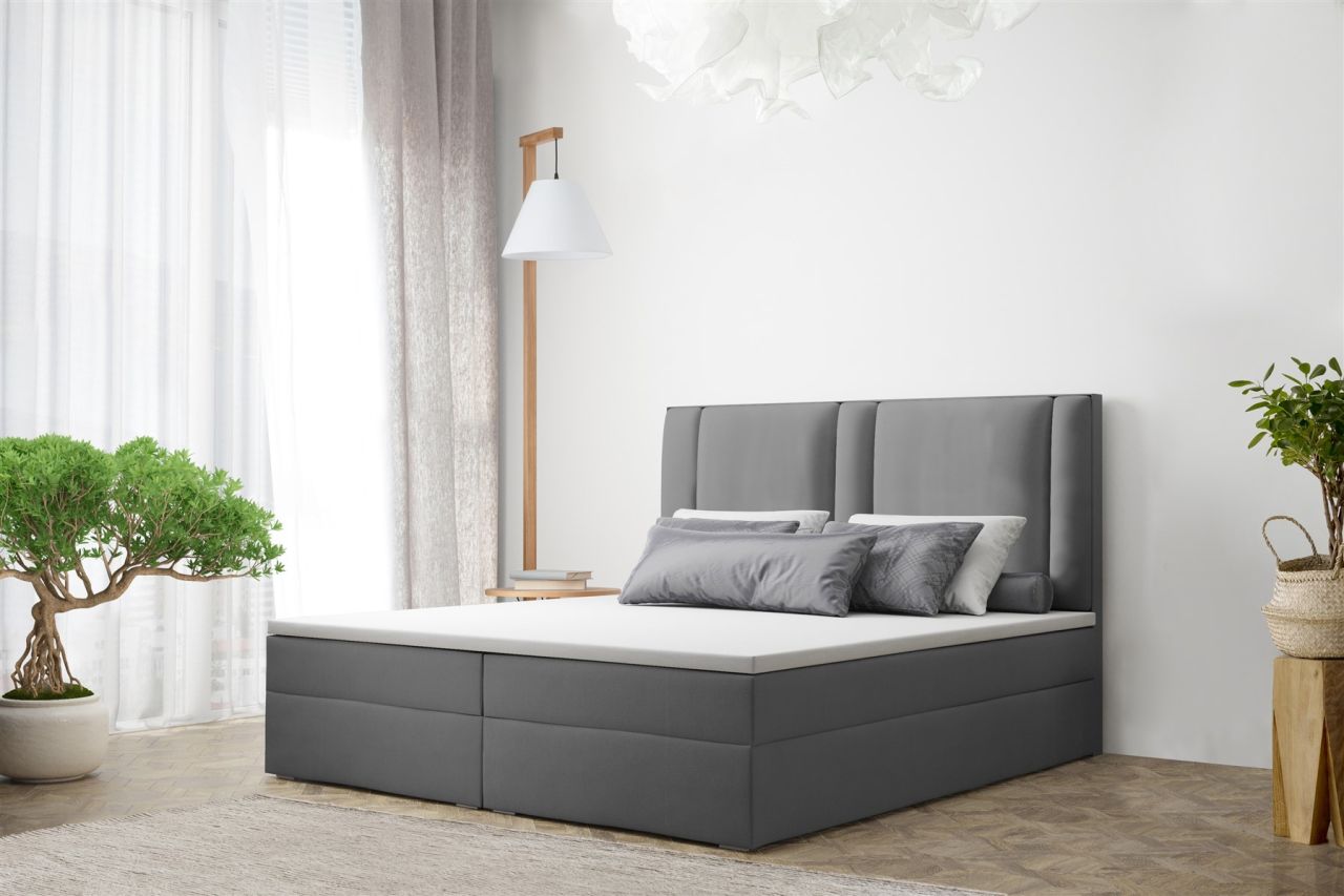 Boxspringbett Schlafzimmerbett CANDELA 180x200cm in Kunstleder Grau