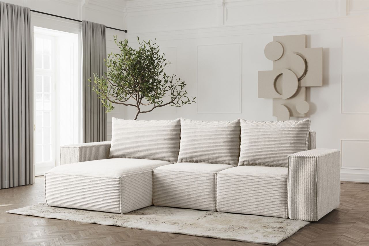 Ecksofa ersofa ESTELLE in Stoff Poso Creme Ottomane Links