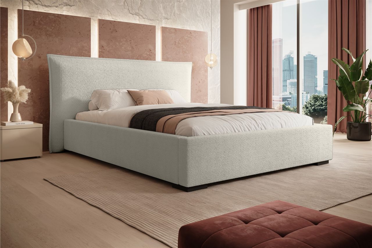 Polsterbett Bett AMADA 160x200cm in Stoff Ascot Beige / Speed