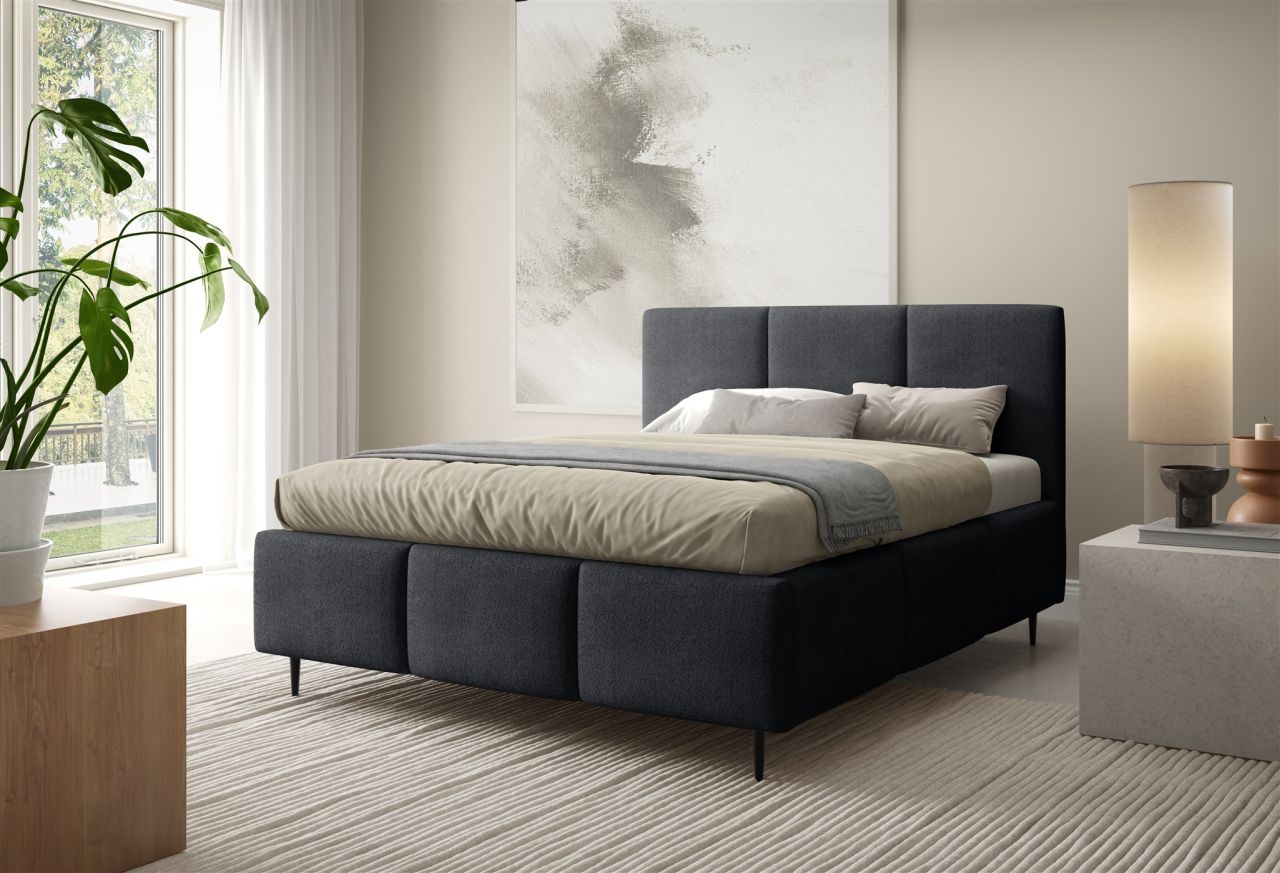 Polsterbett Schlafzimmerbett MIAMI 140x200cm in Stoff Coral Anthrazit