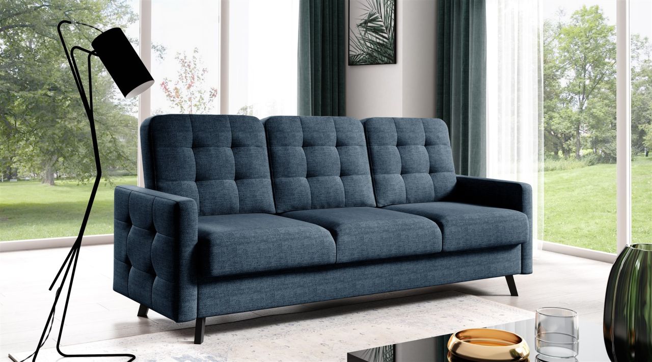 Sofa 3-Sitzer Schlafsofa ersofa GARNET Stoff Luis Dunkelblau