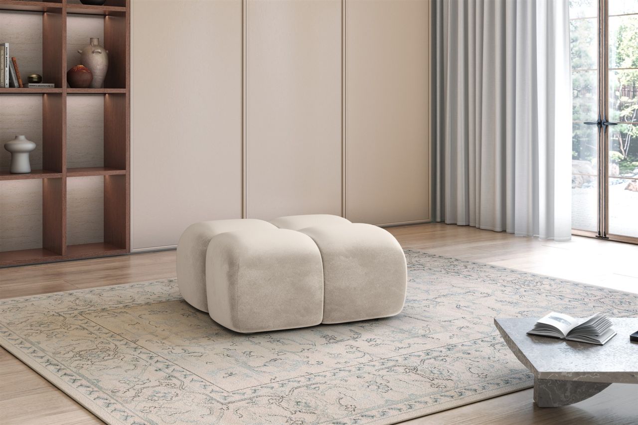 Polsterhocker erhocker DARCY 85x85 cm in Stoff Salvador Beige