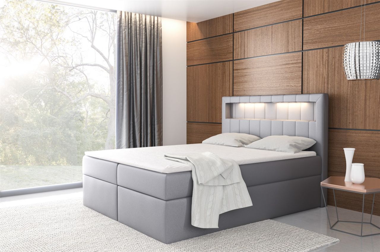 Boxspringbett Schlafzimmerbett STORM 200x200cm inkl.LED