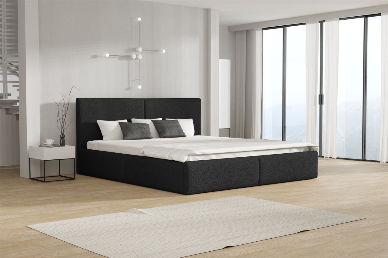 Polsterbett Doppelbett BERGEN 120x200cm Stoff Freya Schwarz