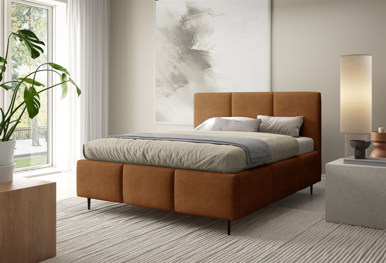 Polsterbett Schlafzimmerbett MIAMI 140x200cm in Stoff Coral Rostbraun