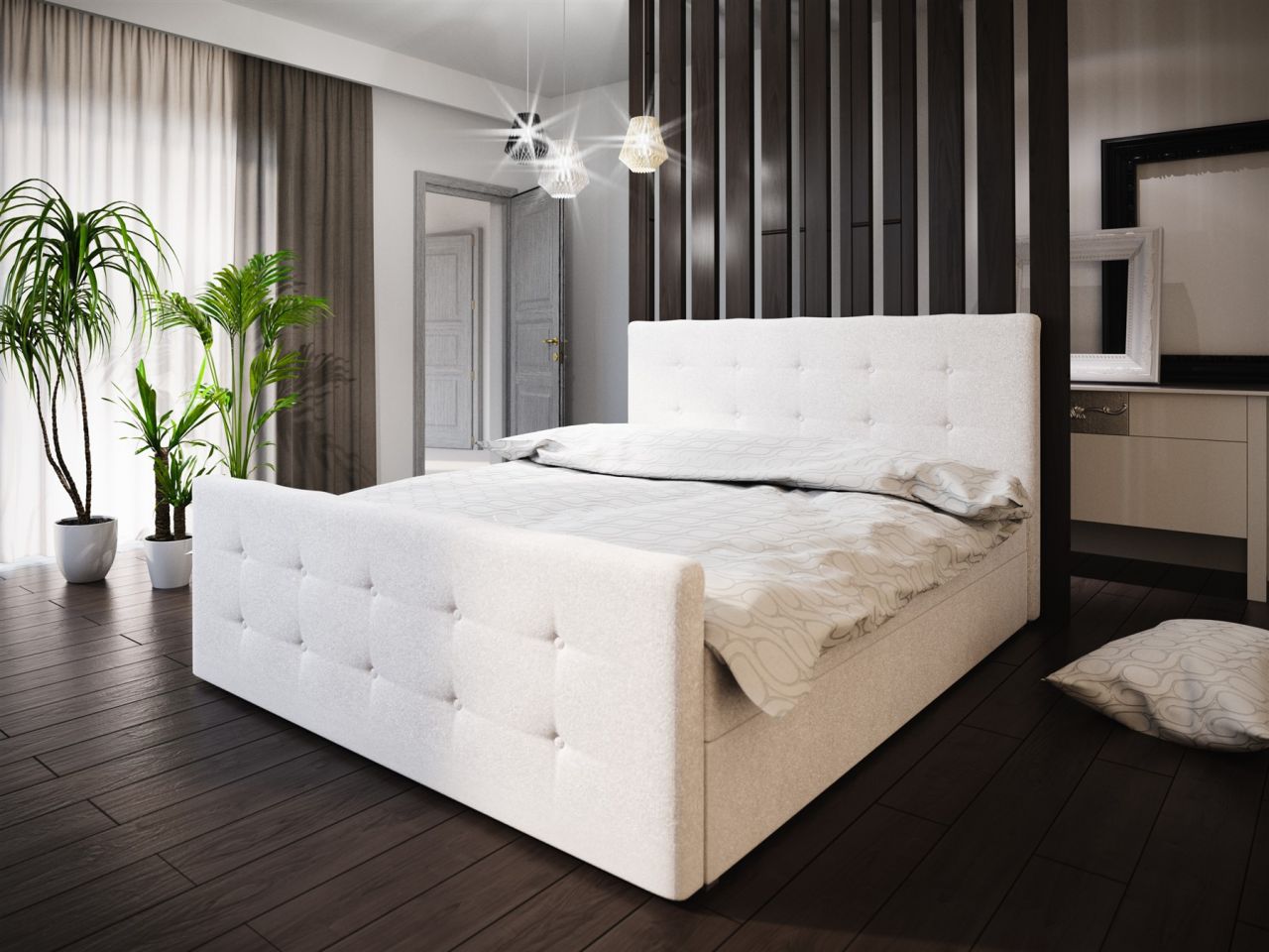 Boxspringbett Bett HUGO -Variante A- 200x200cm Beige inkl.Bettkasten
