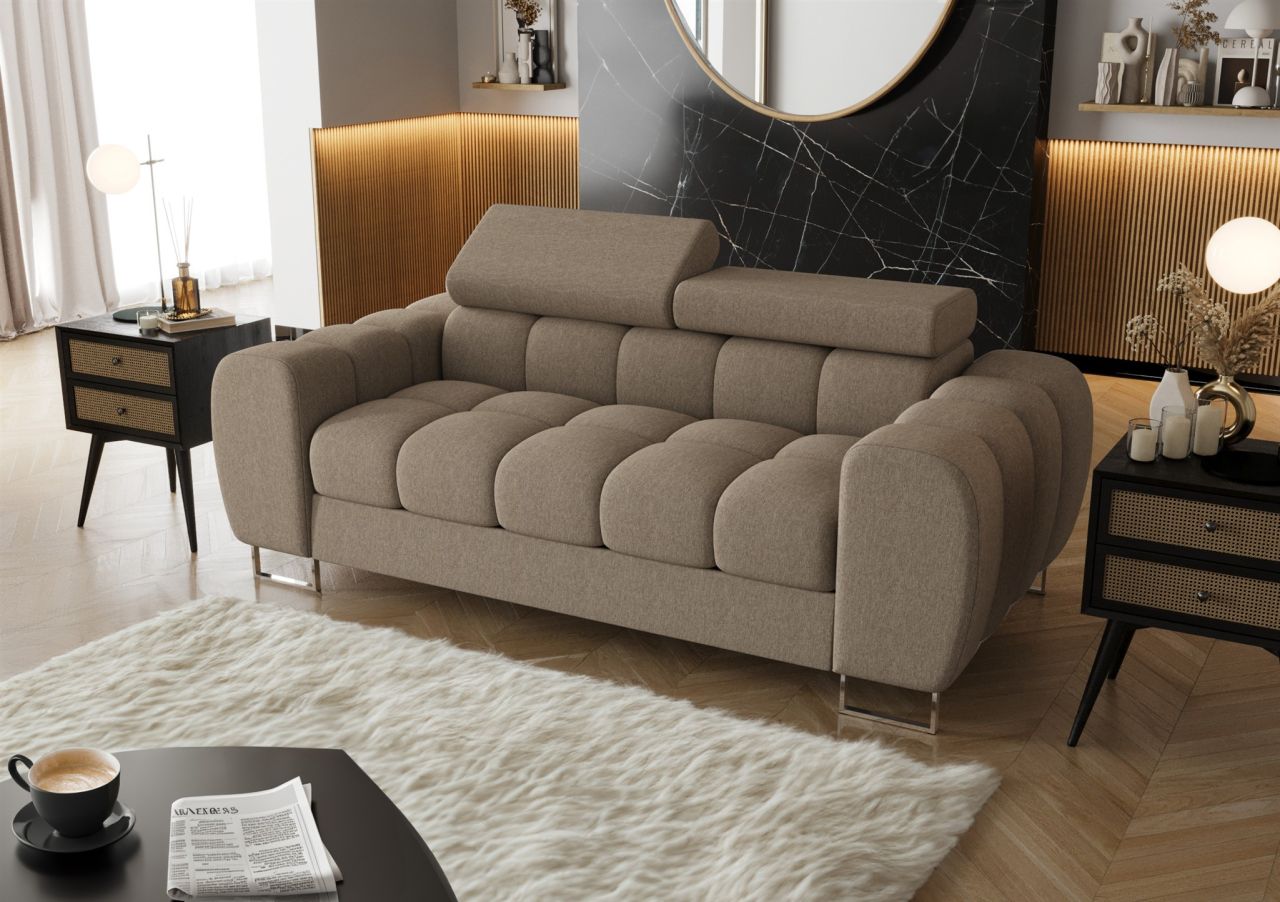 Sofa ersofa BASTIEN 2-Sitzer in Stoff Gemma Dunkelbeige