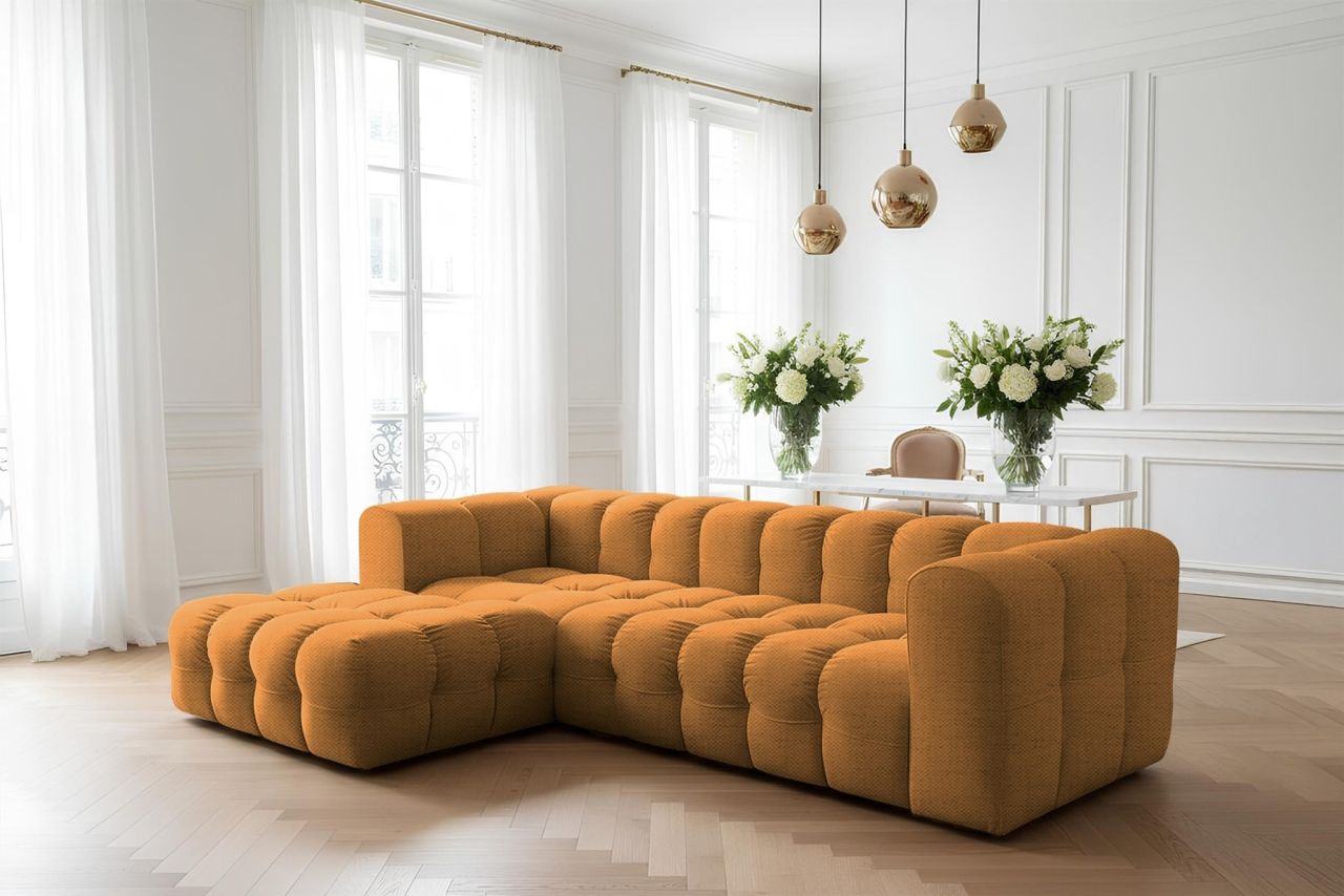 Ecksofa ersofa SOLVIE in Stoff Moly Orange Ottomane Links