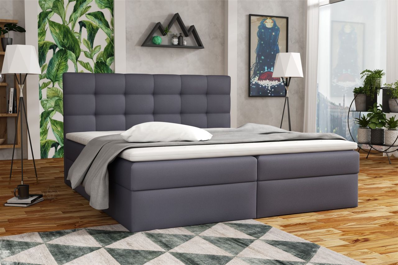 Boxspringbett Schlafzimmerbett DORIANO 120x200cm Kunstleder Soft Anthrazit