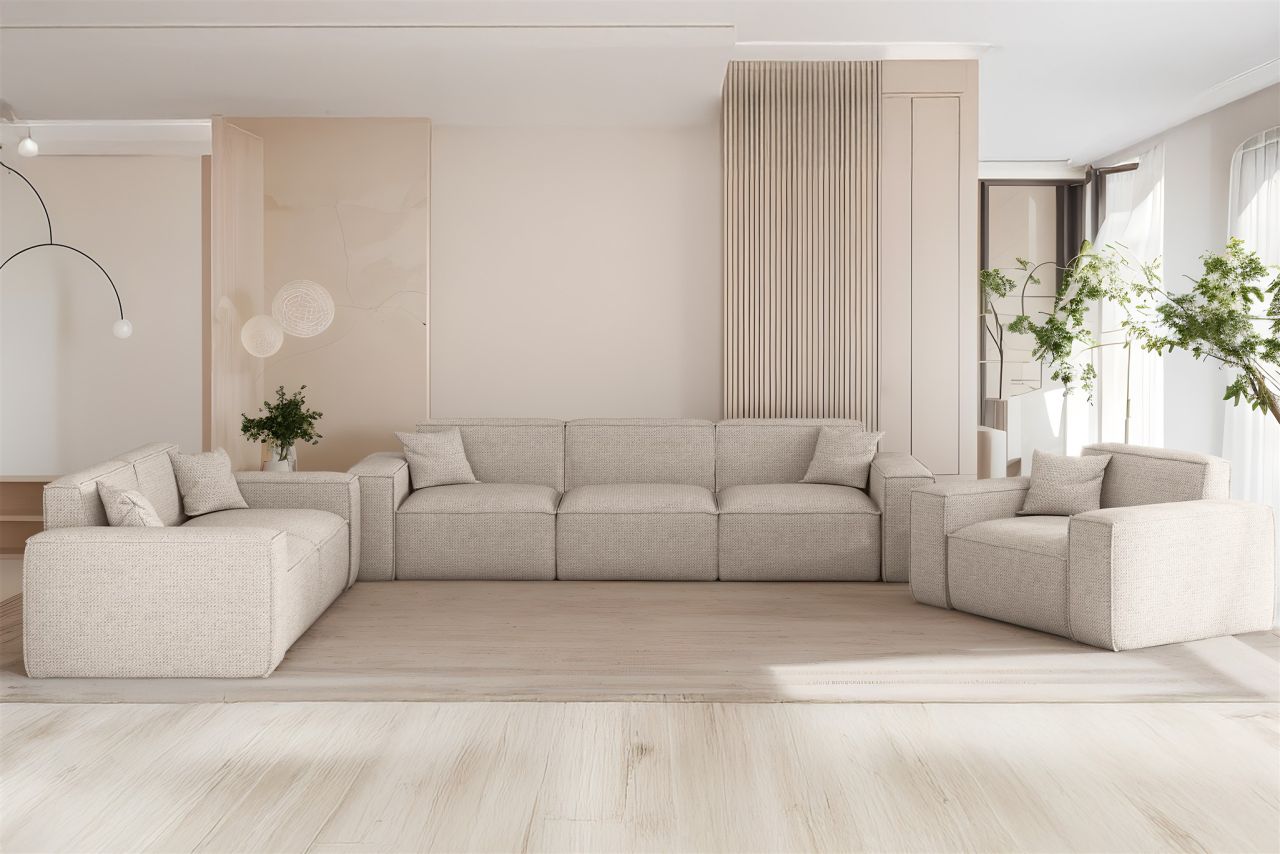 Sofaset ersofa CELES PREMIUM 3-2-1 in Stoff Artico Creme