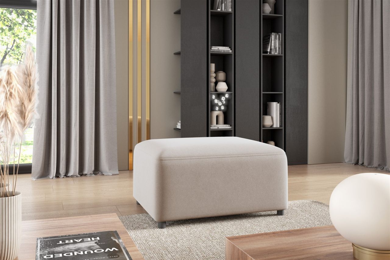 Polsterhocker erhocker Hocker MEGAN in Stoff Salvador Hellbeige