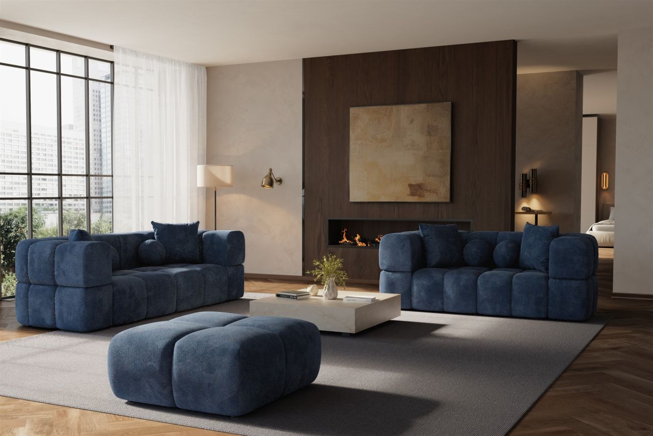 Sofaset ersofas VEGA 3-2 inkl. Hocker in Stoff Egon Dunkelblau