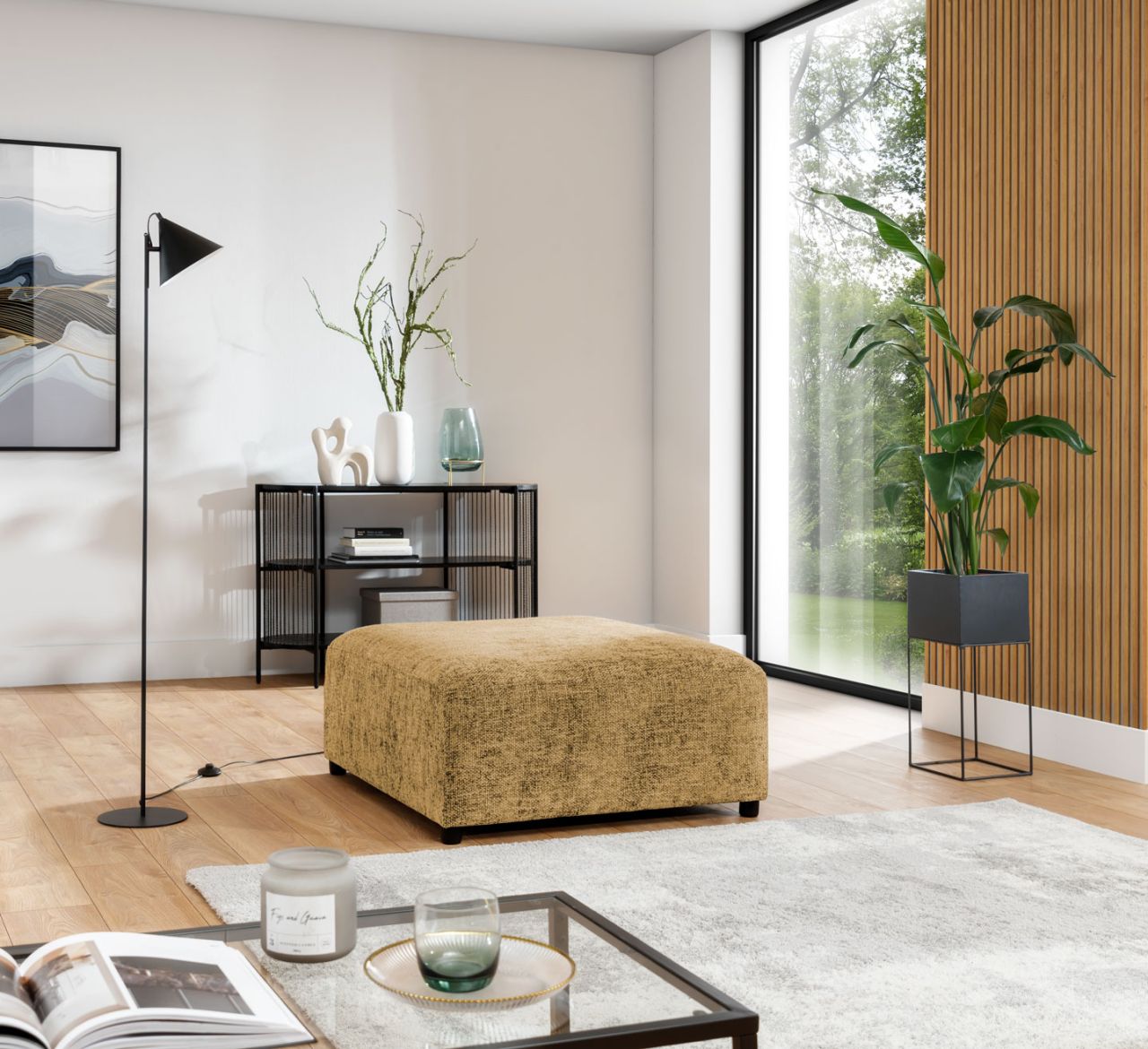 Polsterhocker erhocker ROMY in Stoff Enjoy Me Honiggelb