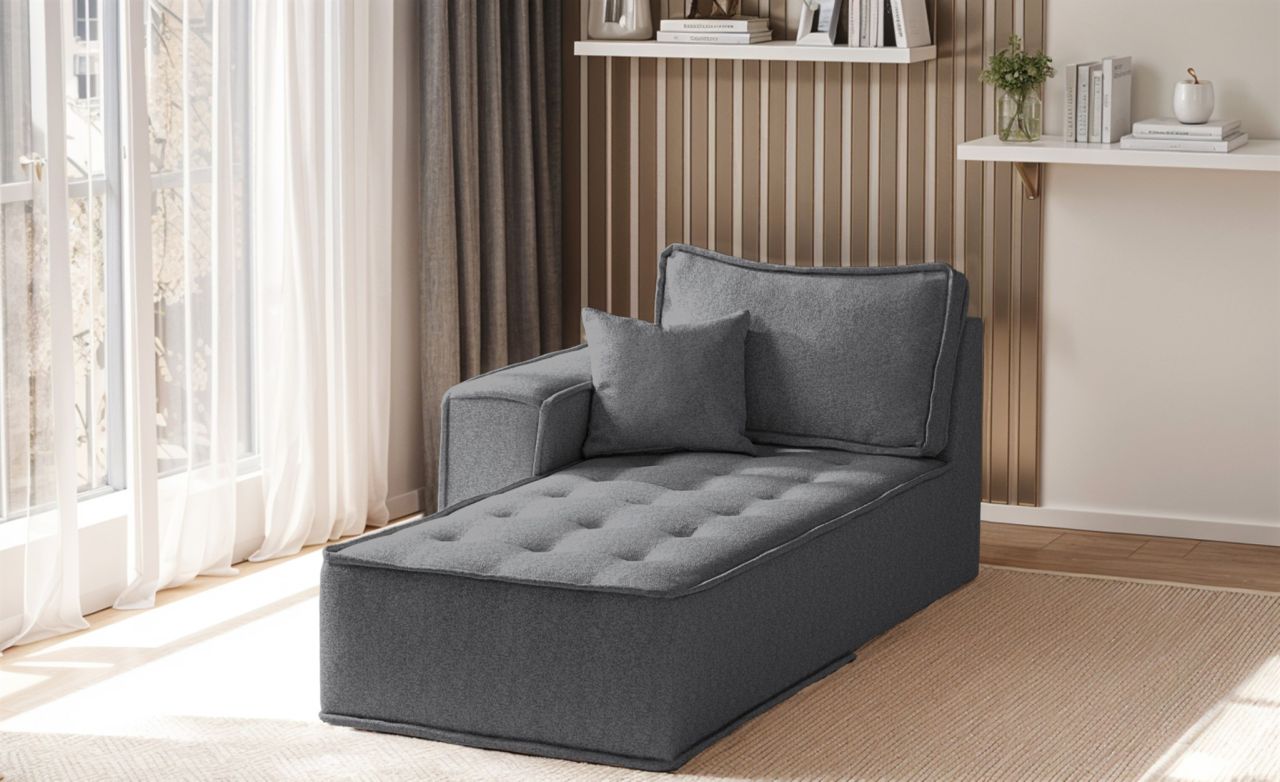 Ottomane Modul SANDE Stoff Alpine Anthrazit Seite Links