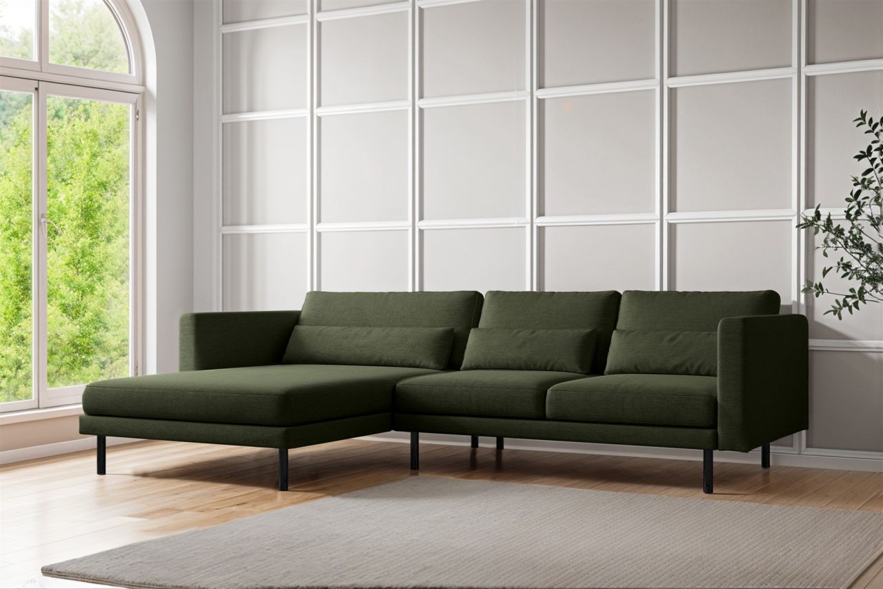 Ecksofa ersofa AGADA in Stoff Verita Flaschengrün Ottomane Links
