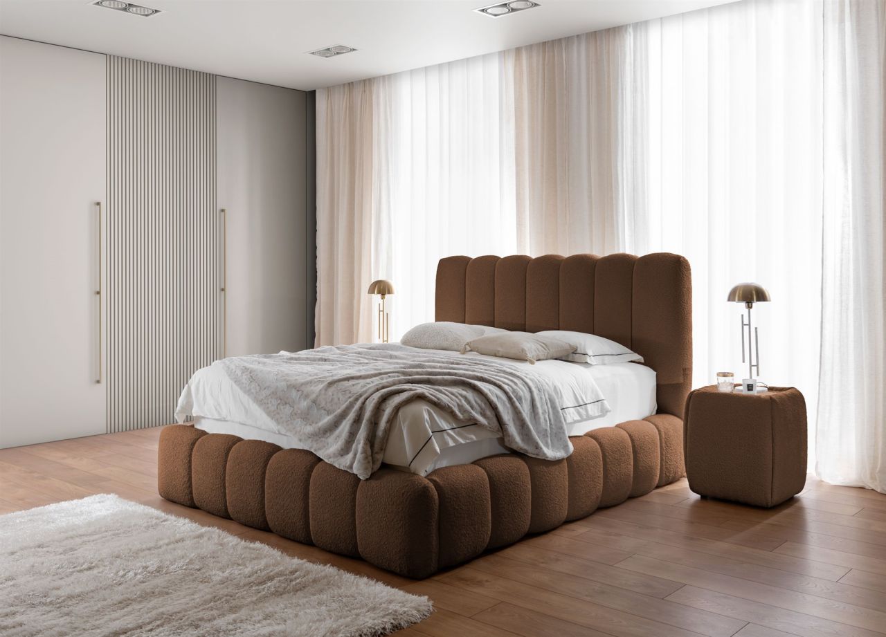 Polsterbett Doppelbett Set.4 CARSON 200x200cm Stoff Catch Me Terracotta