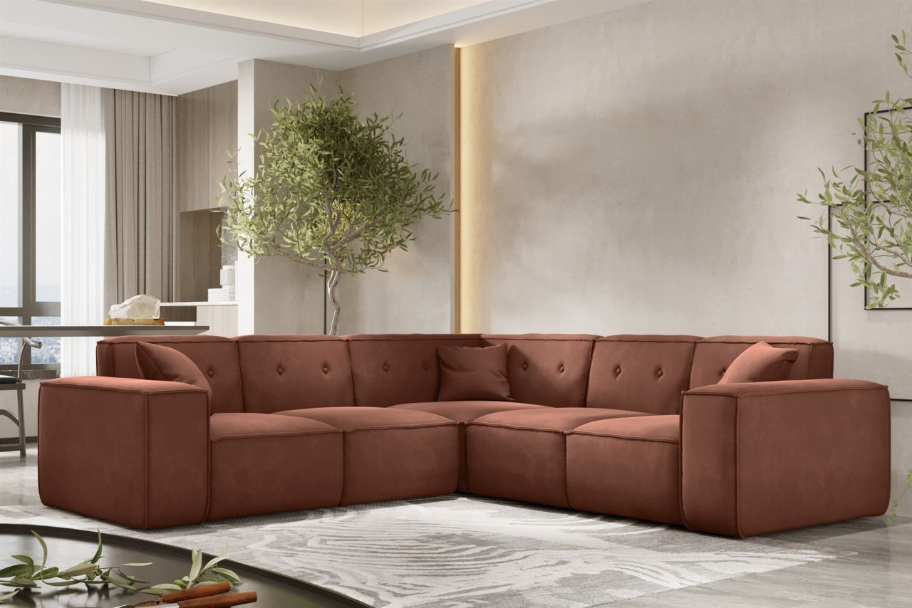 Ecksofa ersofa CESINA in Stoff Opera Velvet Braun Seite Universal