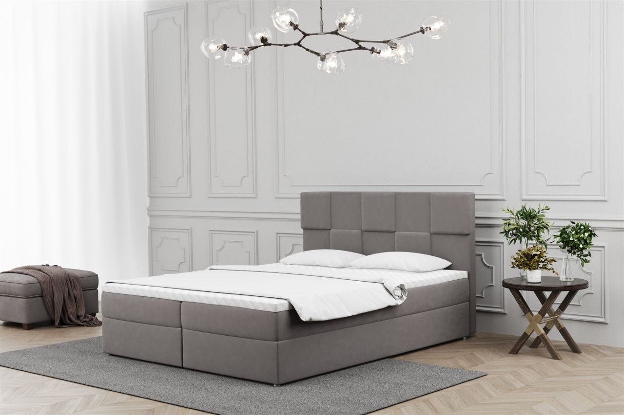 Boxspringbett Schlafzimmerbett JOLIE 120x200cm in Stoff Soro Grau