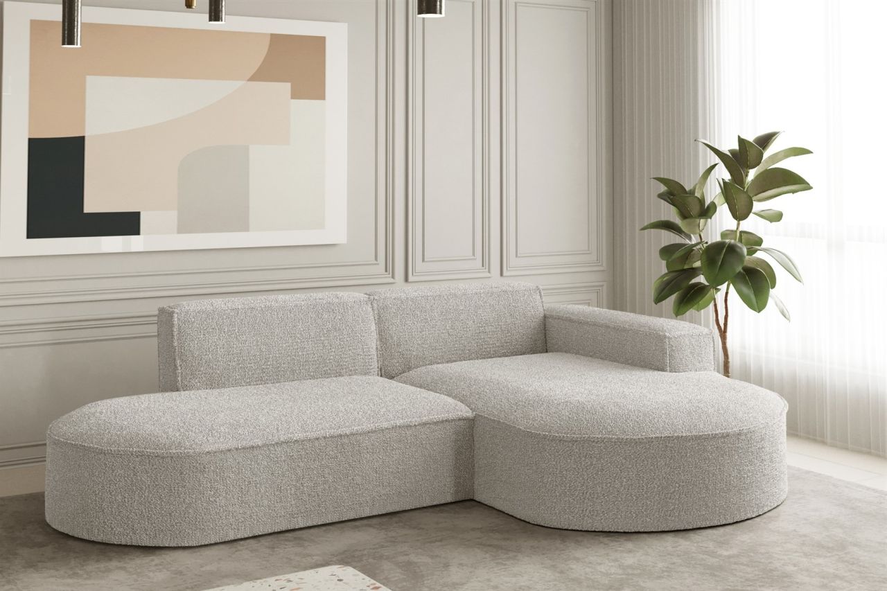Ecksofa ersofa PALMA XS in Stoff Ascot Pearl Ottomane Rechts