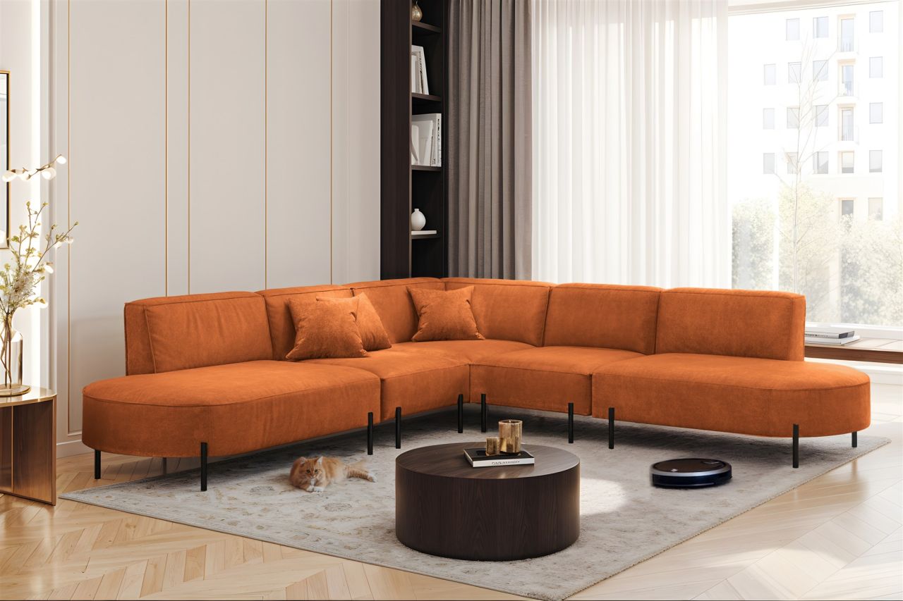 Ecksofa ersofa VALENCIA Stoff Noel Ziegelrot Universal