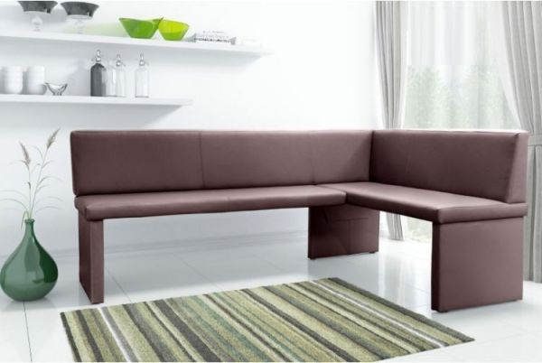 Eckbank Bank Küchenbank -Cora L- Kunstleder Braun 168 x 128 cm