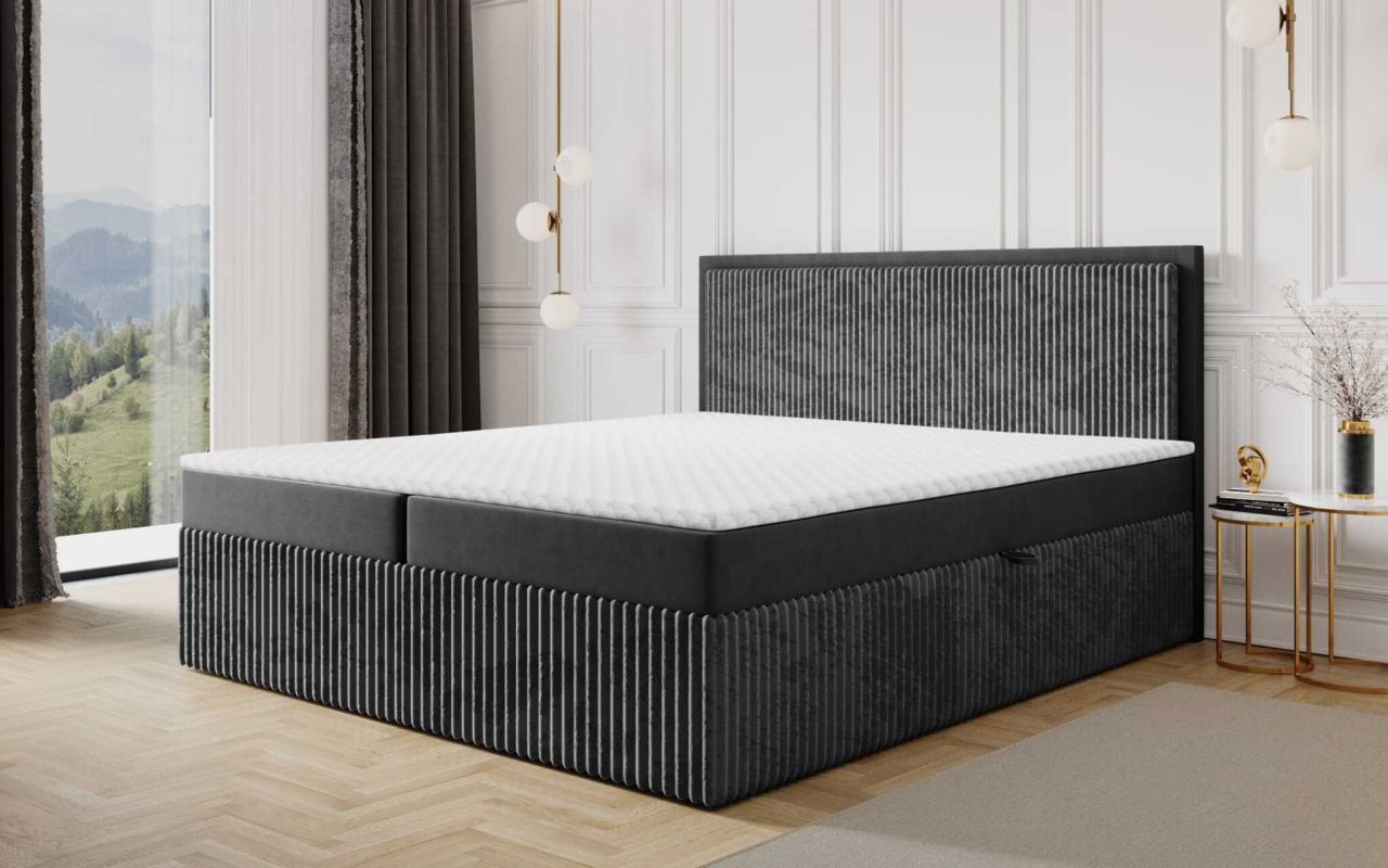 Boxspringbett Schlafzimmerbett HIDIS 160x220cm Stoff Vito Grafit