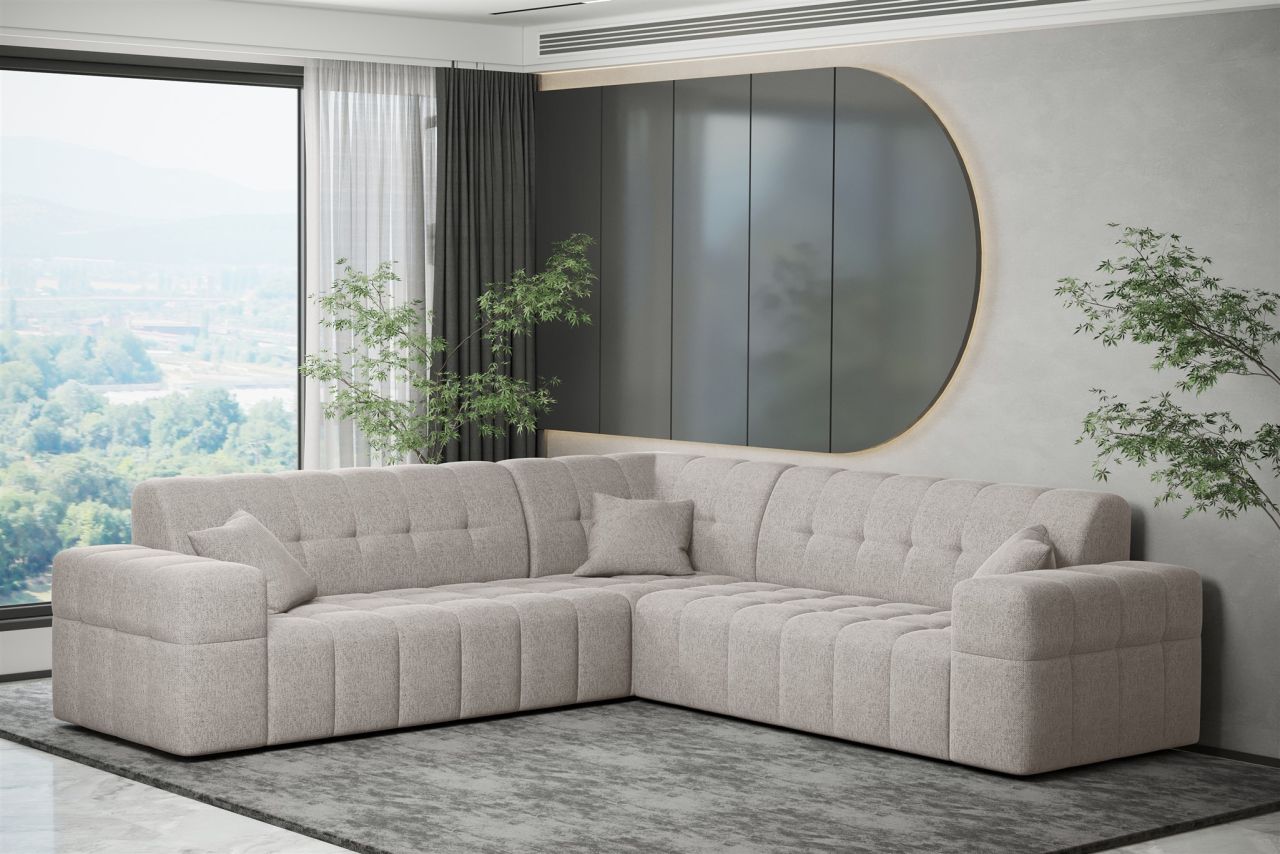 Ecksofa ersofa NANCY in Stoff Neve Beige Seite Universal