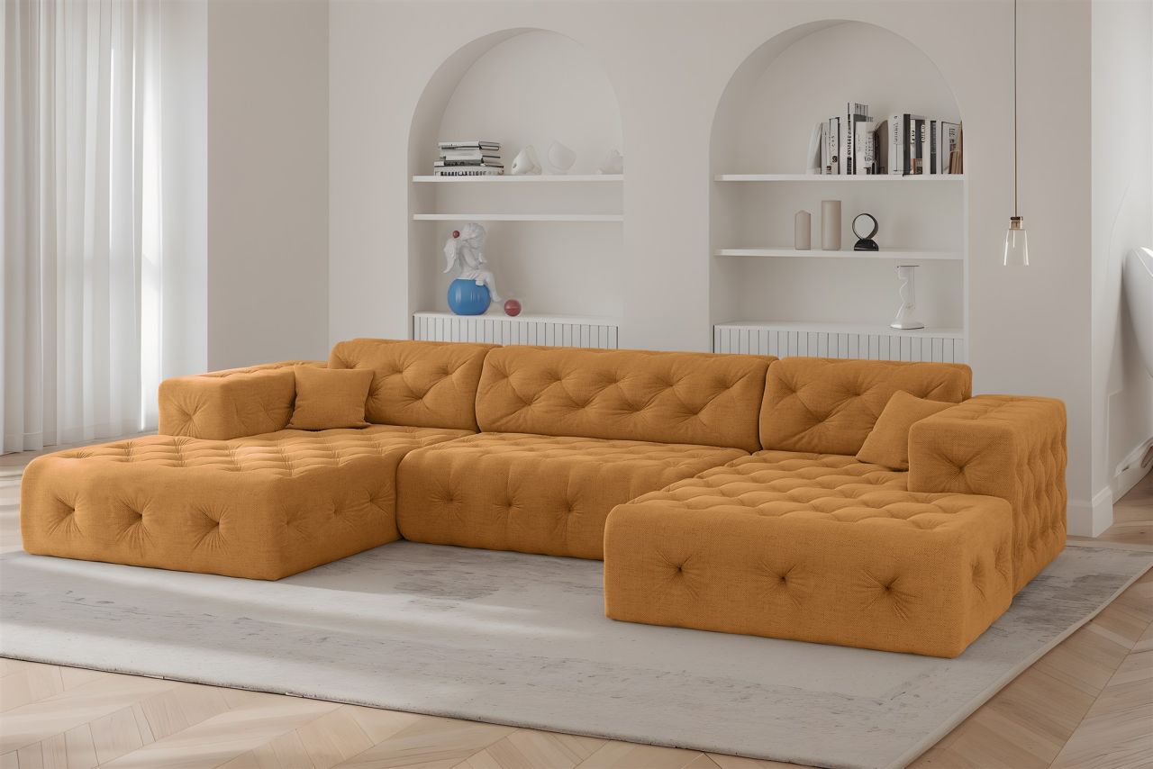 Wohnlandschaft Sofa U-Form CHANTAL in Stoff Moly Orange