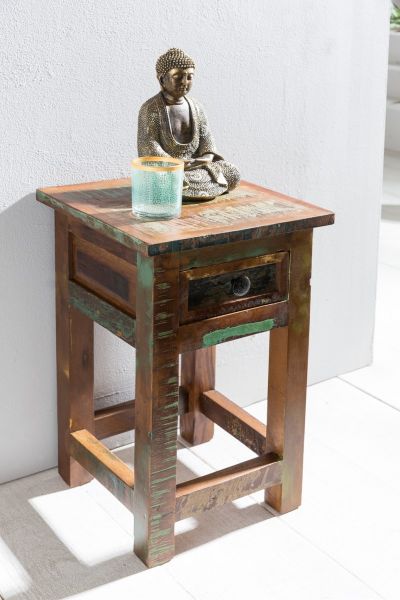 Beistelltisch Nachttisch SURAT 30x30cm Holz Mango Shabby-Chic