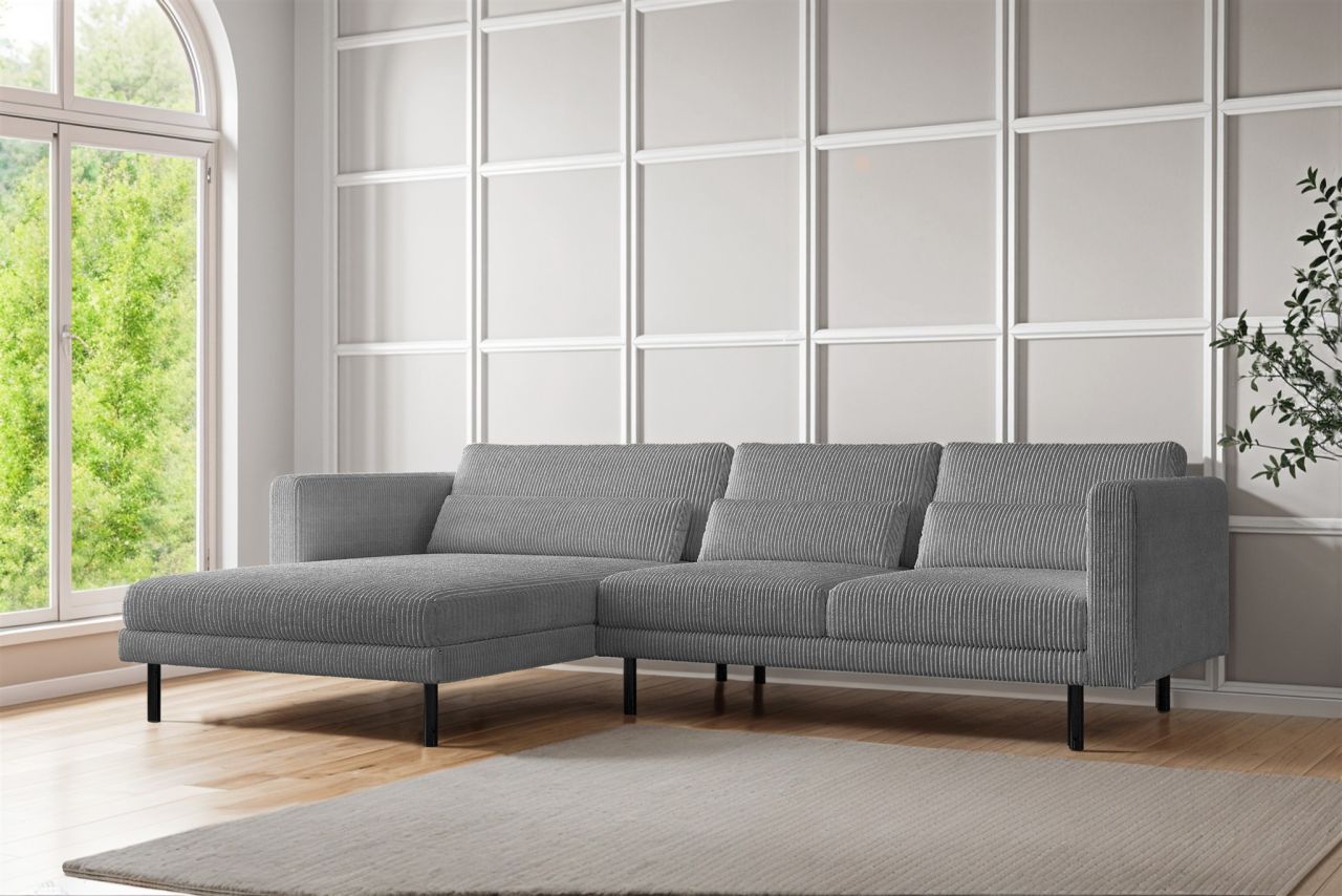 Ecksofa ersofa AGADA in Stoff Poso Grau Ottomane Links