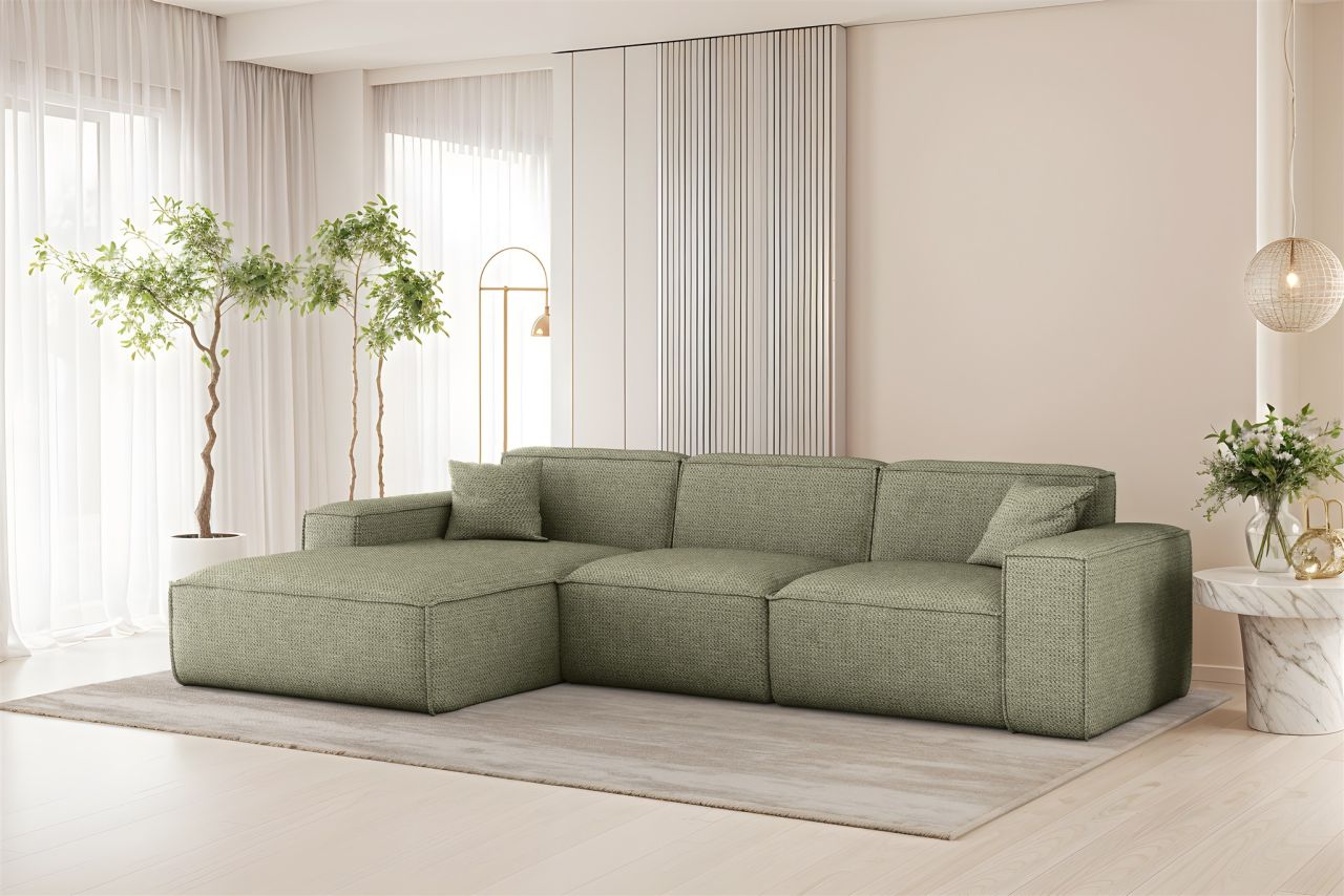 Ecksofa ersofa CELES PREMIUM in Stoff Artico Grün Ottomane Links