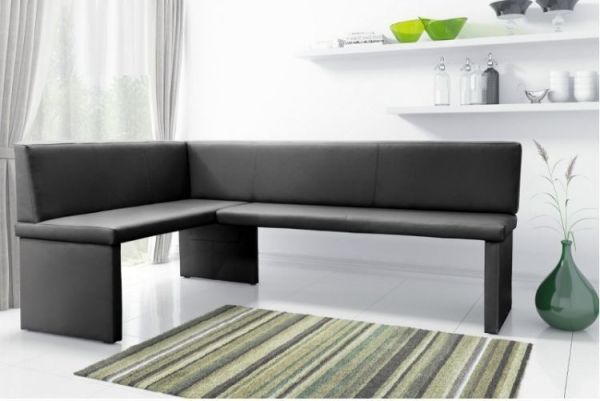Eckbank Bank Küchenbank -Cora XL / R -Kunstleder Schwarz 196 x 142 cm