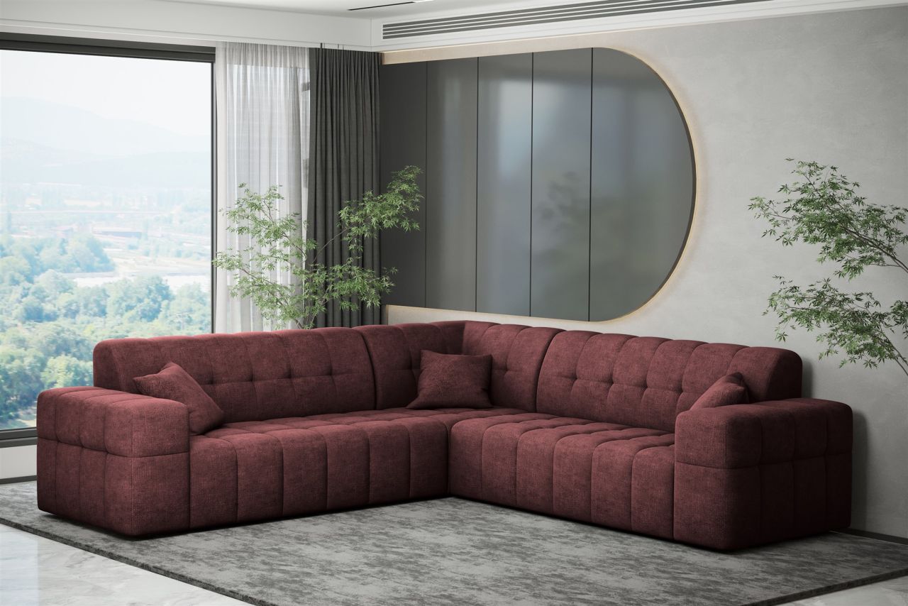 Ecksofa ersofa NANCY in Stoff Perfekt Harmony Bordeauxrot Seite Universal