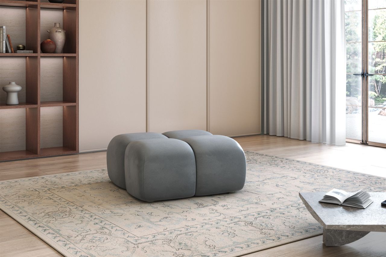 Polsterhocker erhocker DARCY 85x85 cm in Stoff Salvador Grau