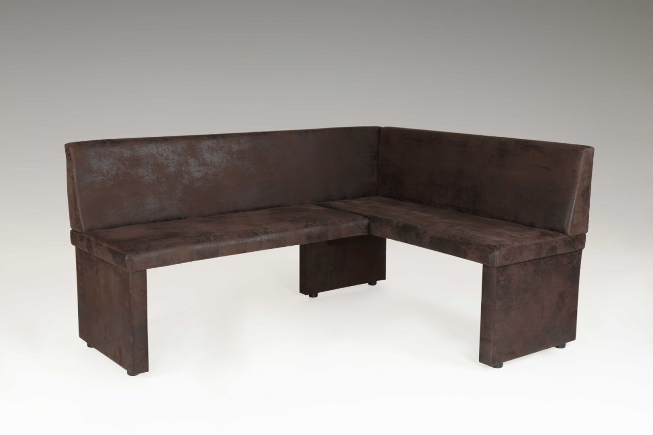Eckbank Bank Küchenbank „ Merlin L“ Nubuklederoptik Braun 168 x 128 cm