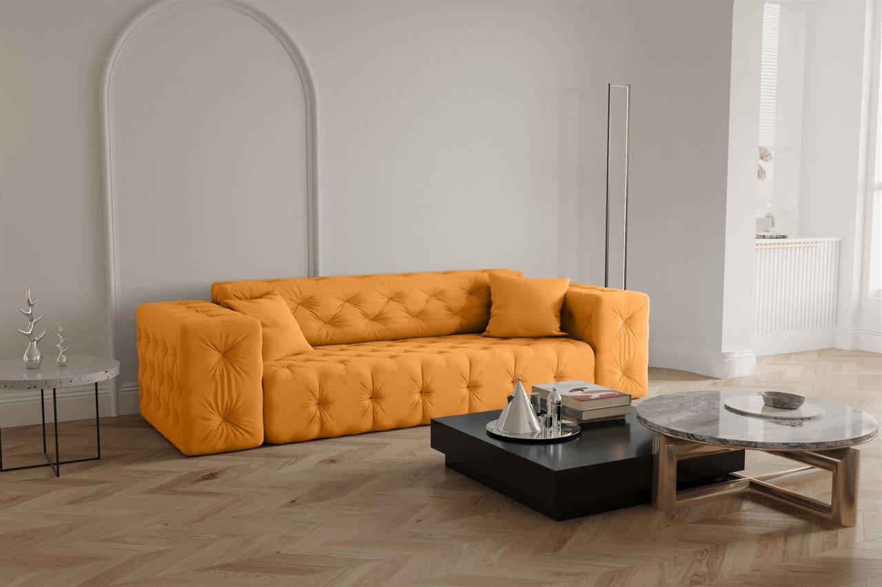Sofa ersofa CHANTAL 3-Sitzer in Stoff Opera Velvet Gelb