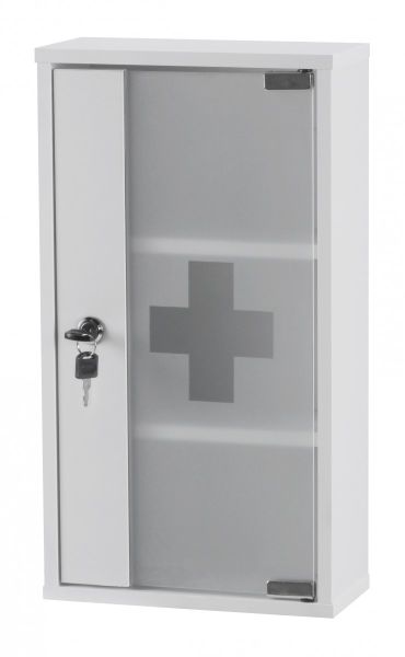 Medizinschrank - AID -abschließbar Erste Hilfe Schrank weiß 48x26x12cm